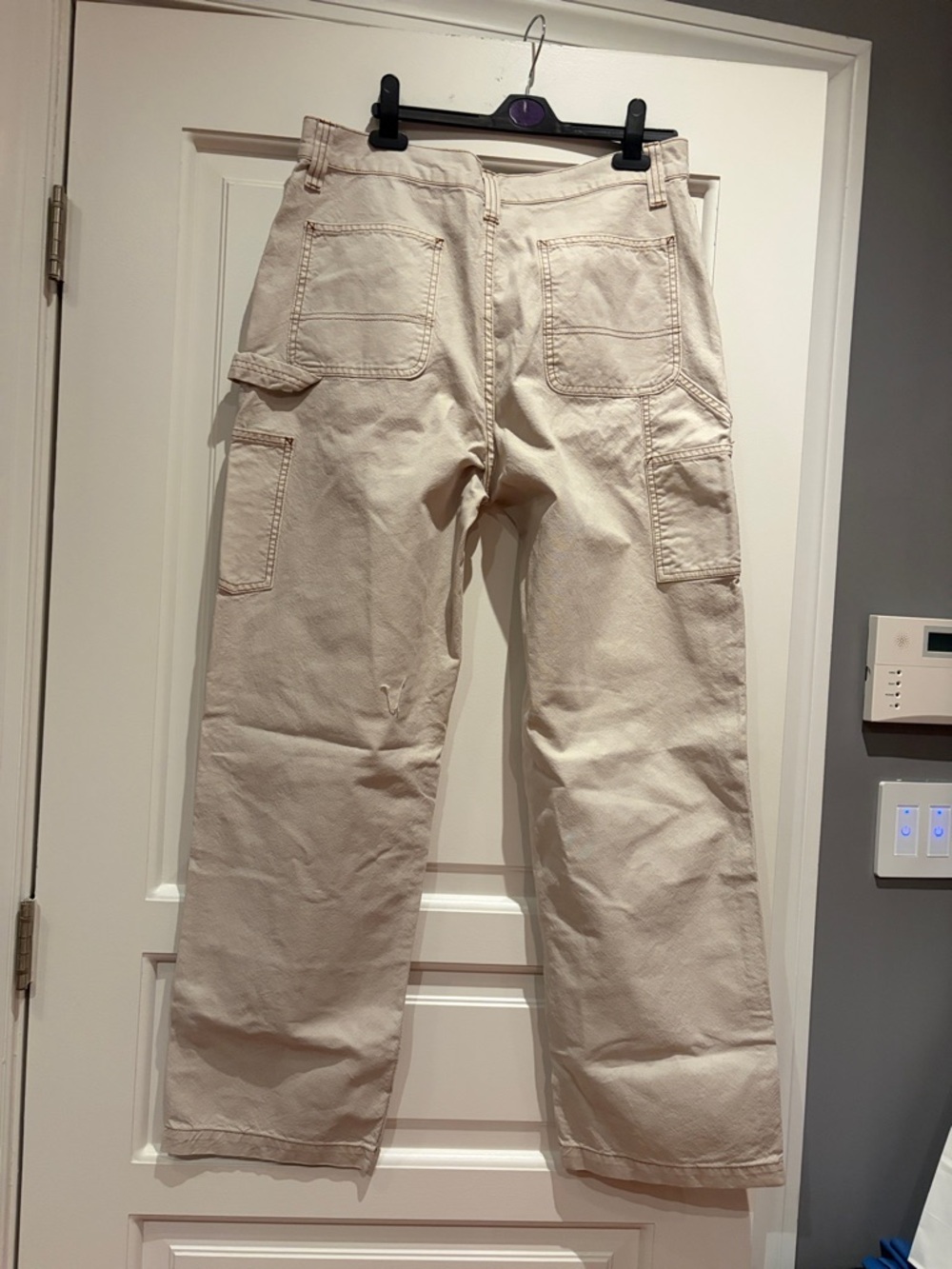 ASOS Wide-Leg Flare Jeans in Light Cream - Picture 2 of 2